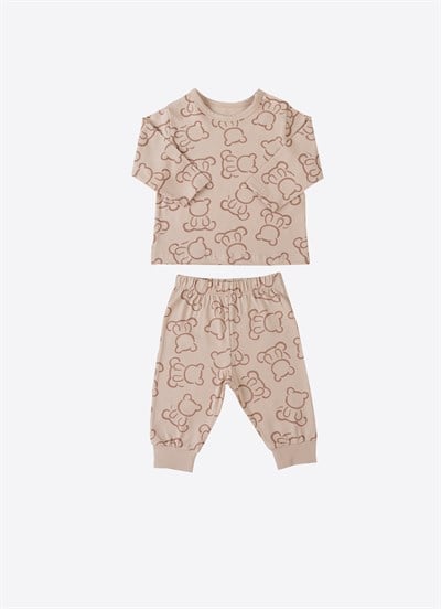 Organik Cody 2li Pijama Takımı Bej