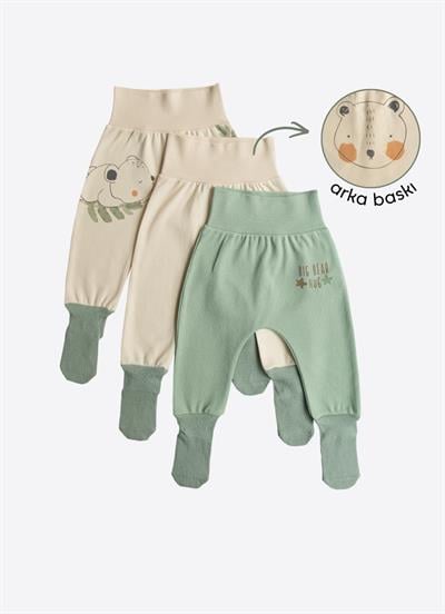 Organik Cute Bear 3lü Çoraptolon Yeşil