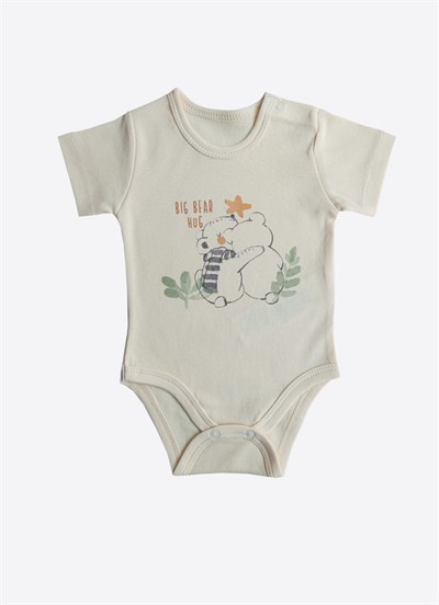 Organik Cute Bear 3lü Kısa Kol Body Yeşil