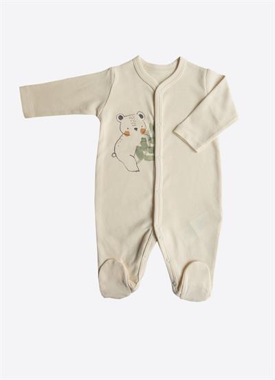 Organik Cute Bear 3lü Patikli Tulum Yeşil