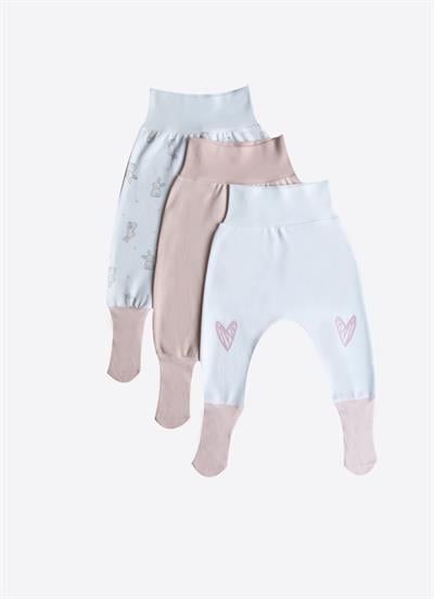 Organik Cute Rabbit 3lü Çoraptolon Pembe