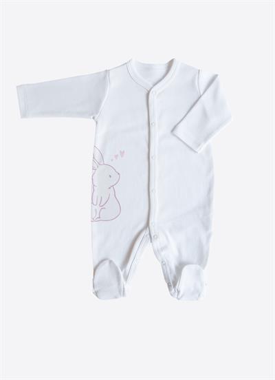 Organik Cute Rabbit 3lü Patikli Tulum Pembe