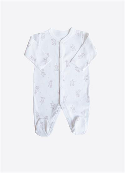 Organik Cute Rabbit 3lü Patikli Tulum Pembe