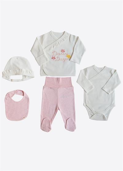 Organik Daisy Days 5li Hastane Çıkış Seti Pembe