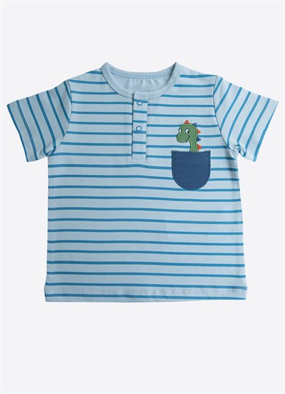 Organik Dino T-Shirt Mavi