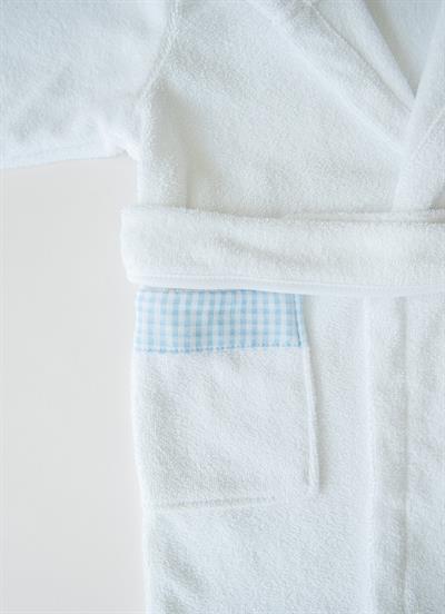 Organik Drm Bornoz Beyaz Mavi