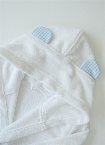 Organik Drm Bornoz Beyaz Mavi