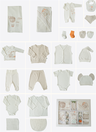 Organik Elephant 21li Hastane Çıkış Seti Ekru