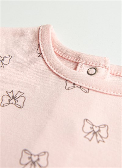 Organik Fiyonk 2li Pijama Takımı Pembe