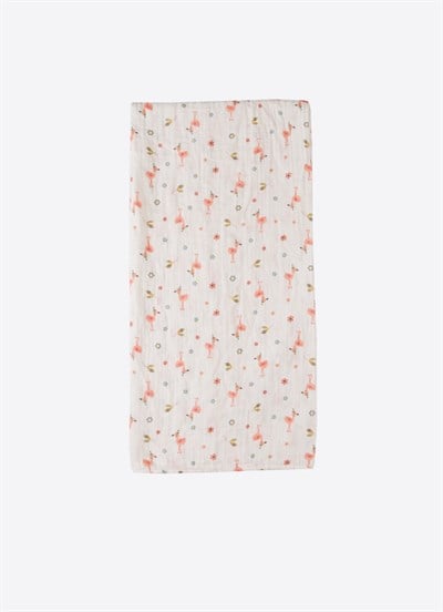 Organik Flamingo Müslin Battaniye Beyaz