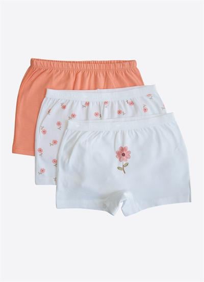 Organik Flowers 3lü Boxer Turuncu