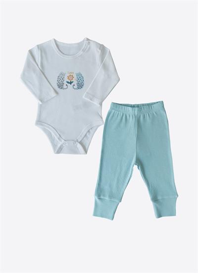 Organik Flowers Love 2li Takım Beyaz-Mavi