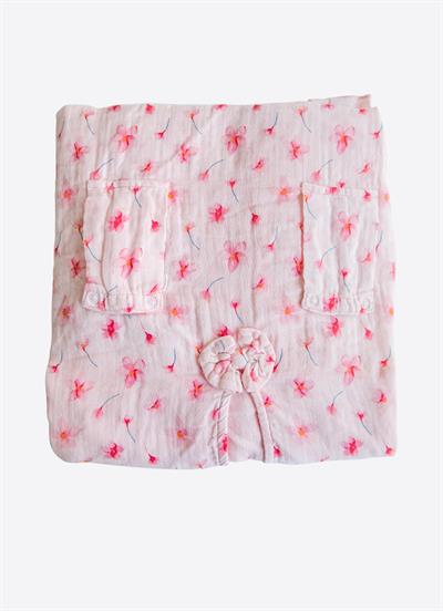 Organik Flowers Puset Örtüsü Pembe