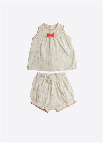Organik Fly Bird Müslin  2li Takım Natural