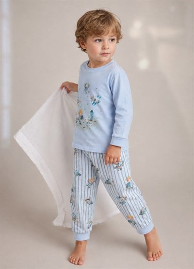 Organik Frank 2li Pijama Takımı Mavi