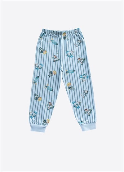 Organik Frank 2li Pijama Takımı Mavi