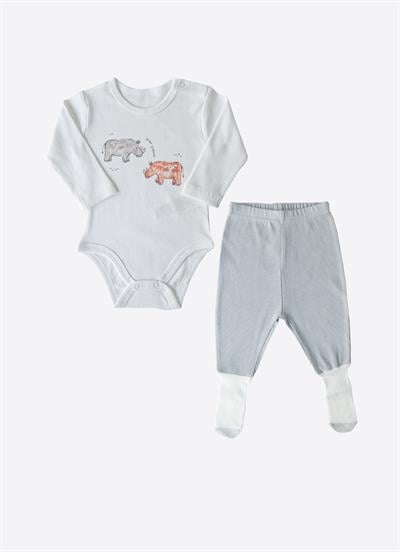 Organik Grego 2li Takım Beyaz