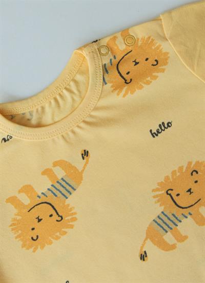 Organik Hello Summer Şort Salopet 2li Takım Sarı