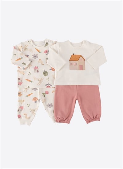Organik Home Life 4lü Takım Pembe