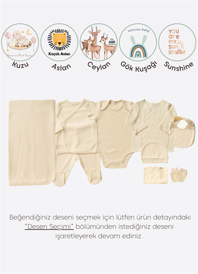 Organik İsme Özel 10lu Hastane Çıkış Seti Natural