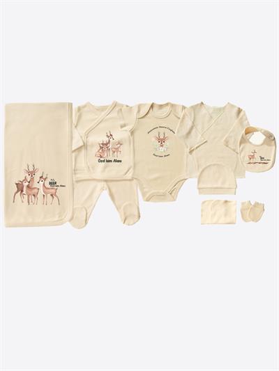 Organik İsme Özel 10lu Hastane Çıkış Seti Natural