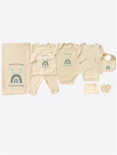 Organik İsme Özel 10lu Hastane Çıkış Seti Natural