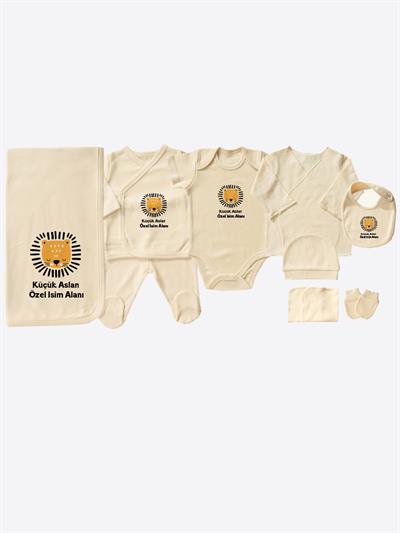 Organik İsme Özel 10lu Hastane Çıkış Seti Natural