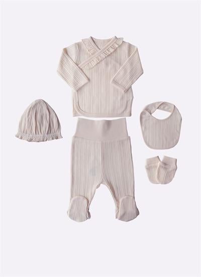 Organik Jaclin 5li Zıbın Set Pembe
