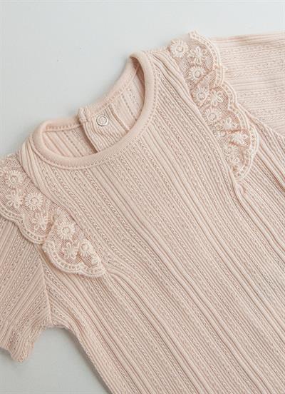 Organik Jaclin Kısa Kol Body Pembe