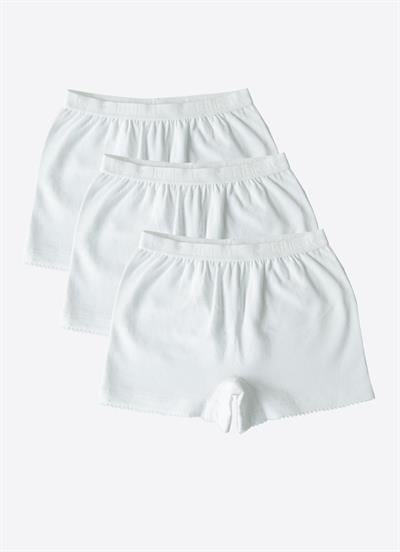 Organik Klasik 3lü Kız Boxer Beyaz