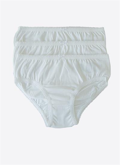 Organik Klasik Kız 3lü Külot Beyaz