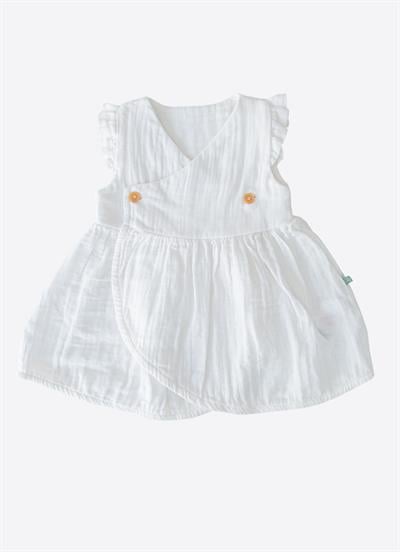 Organik Kury Müslin Elbise Beyaz
