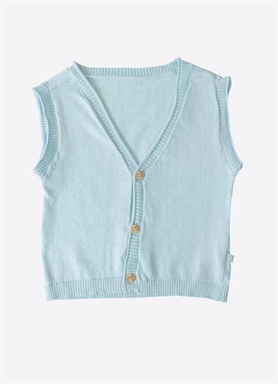 Organik Leo Triko Yelek Mavi