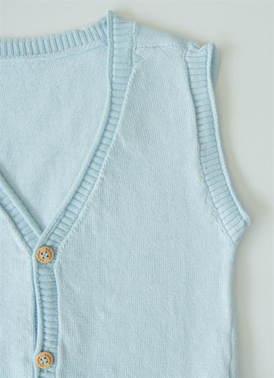 Organik Leo Triko Yelek Mavi