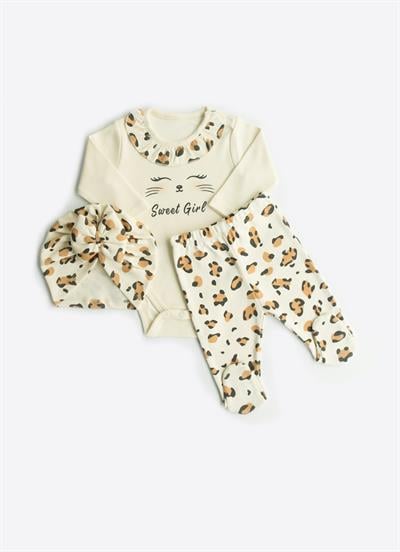 Organik Leopar 3lü Takım Natural