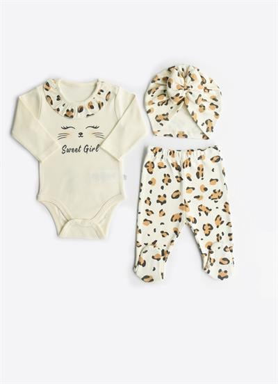 Organik Leopar 3lü Takım Natural