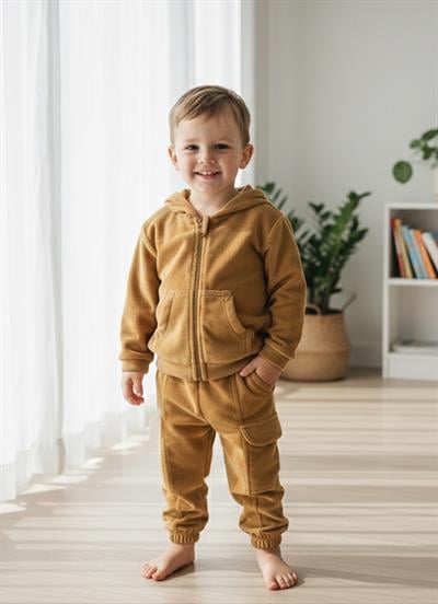 Organik Letonya Kadife 2li Takım Hardal