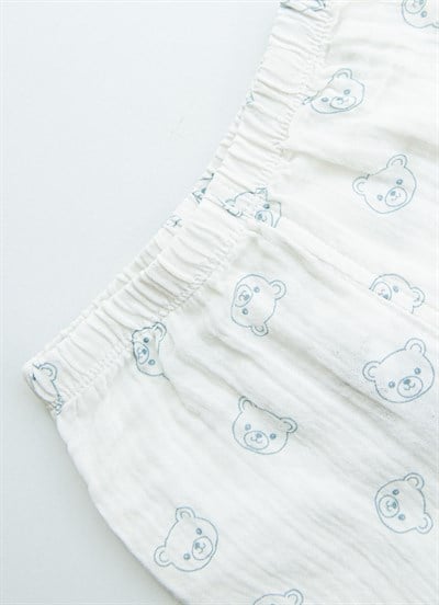 Organik Lexi Müslin 2li Pijama Takımı Ekru