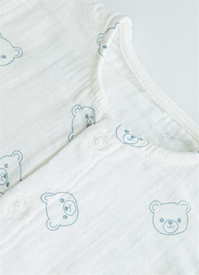 Organik Lexi Müslin 2li Pijama Takımı Ekru