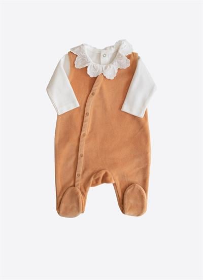 Organik Lily Salopet 2li Takım Turuncu