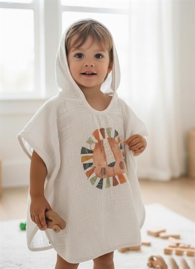 Organik Lion Müslin Panço Bornoz Ekru
