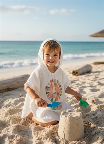 Organik Lion Müslin Panço Bornoz Ekru