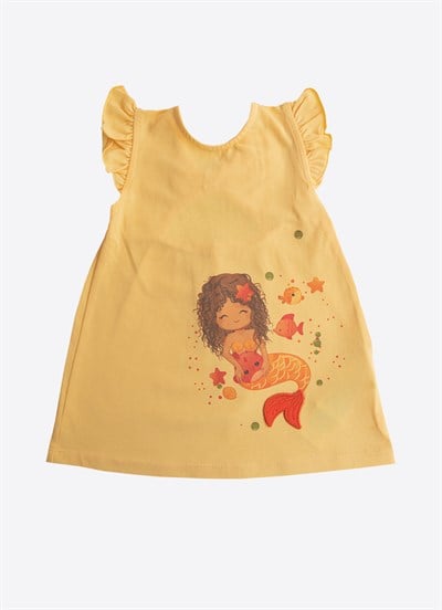 Organik Little Marmaid Elbise Sarı
