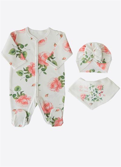 Organik Love Roses 3lü Takım Ekru