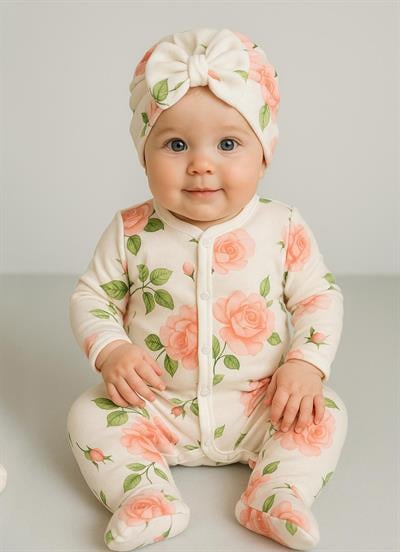 Organik Love Roses 3lü Takım Ekru