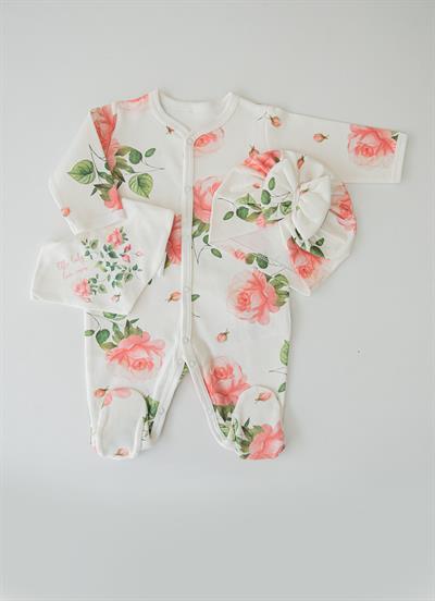 Organik Love Roses 3lü Takım Ekru