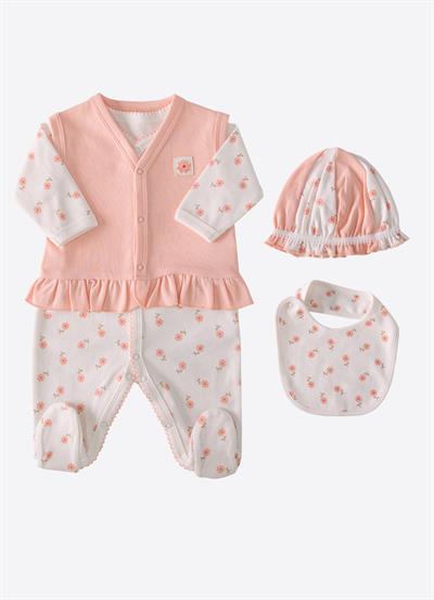 Organik Lovely Flowers 4lü Tulum Set Pembe