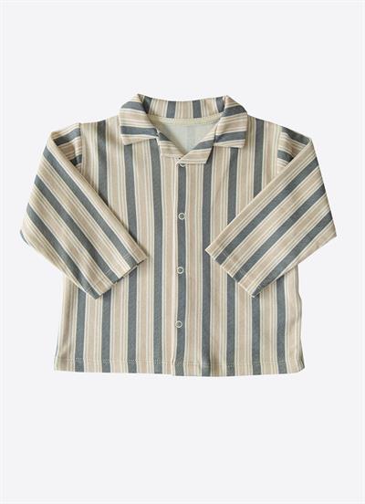 Organik Ludo Pijama Takımı Bej Lacivert