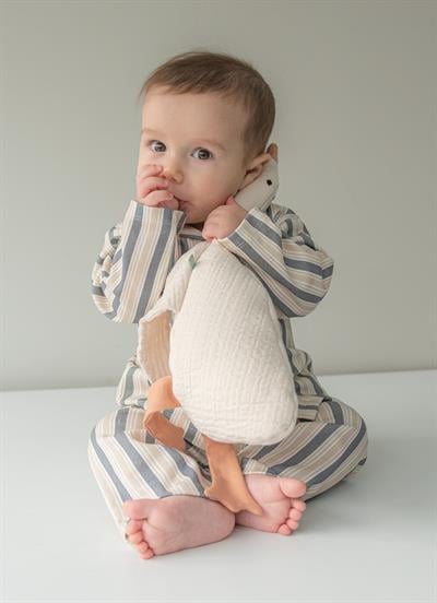 Organik Ludo Pijama Takımı Bej Lacivert