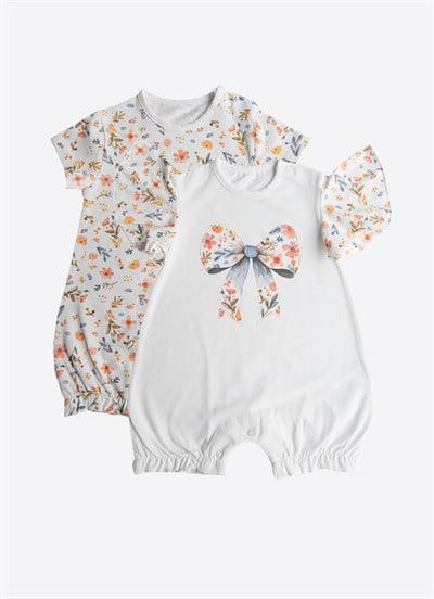 Organik Lulu 2li Şort Tulum Beyaz